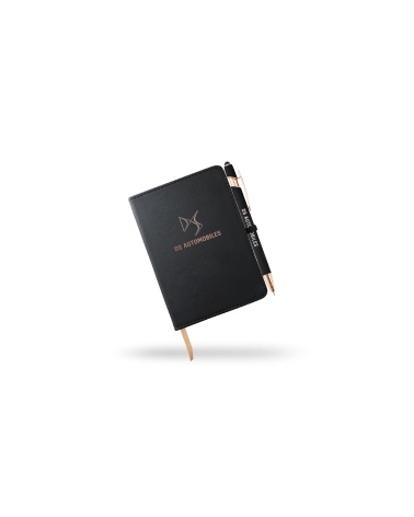 Carnet A6 Similicuir Noir - Finition Cuivre
